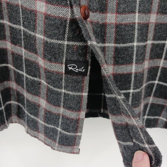 Rails LENNOX Plaid Brushed Flannel Button Down Shirt Size XXL Charcoal Gray - Picture 7 of 14